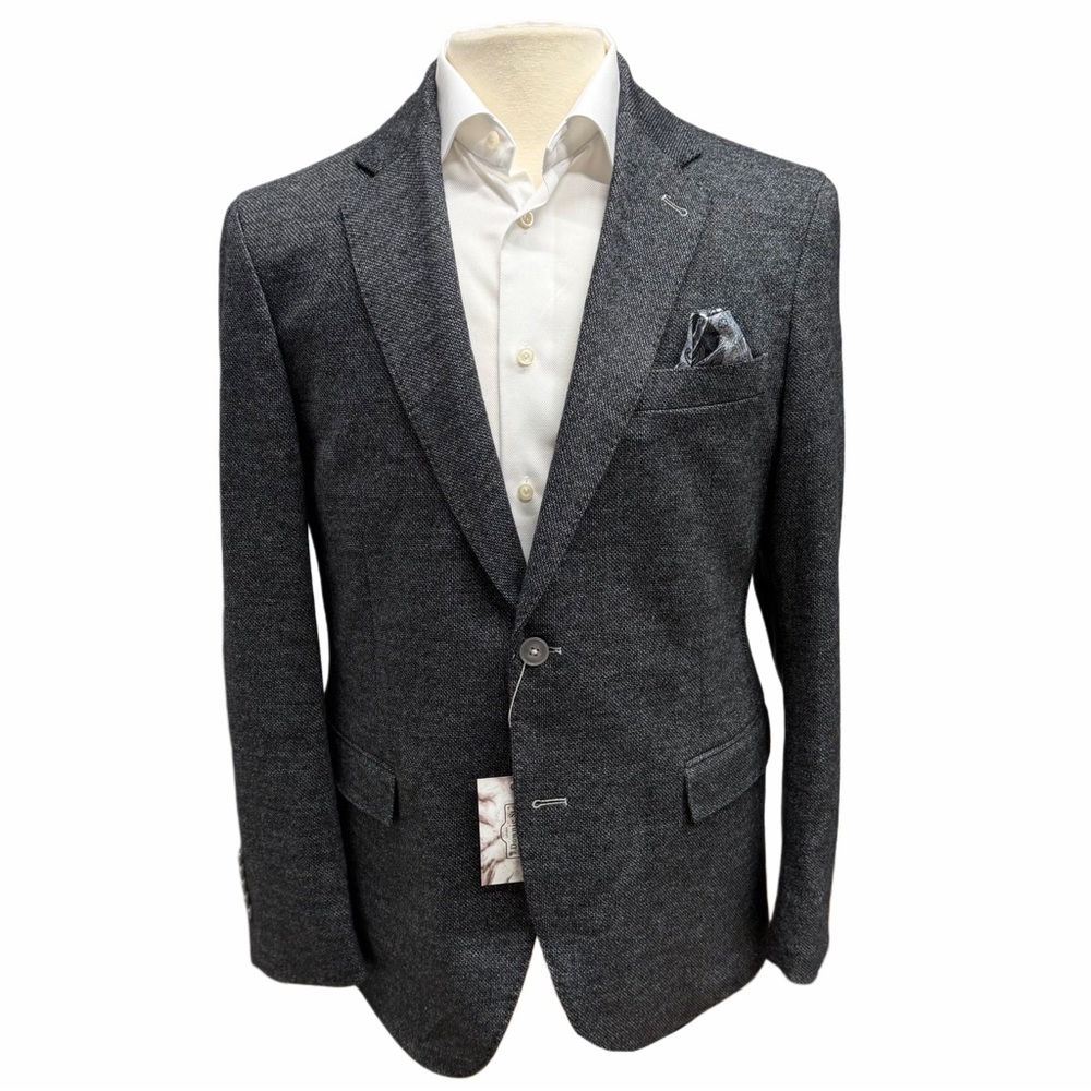 Charcoal Wool Blend Knit Sport Coat
